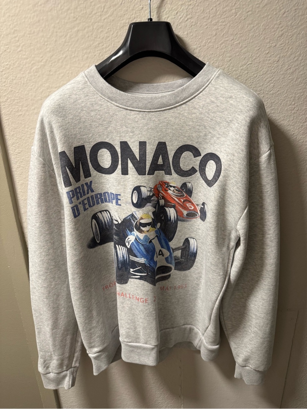 Hollister Light Gray Monaco Racing Graphic Crewneck